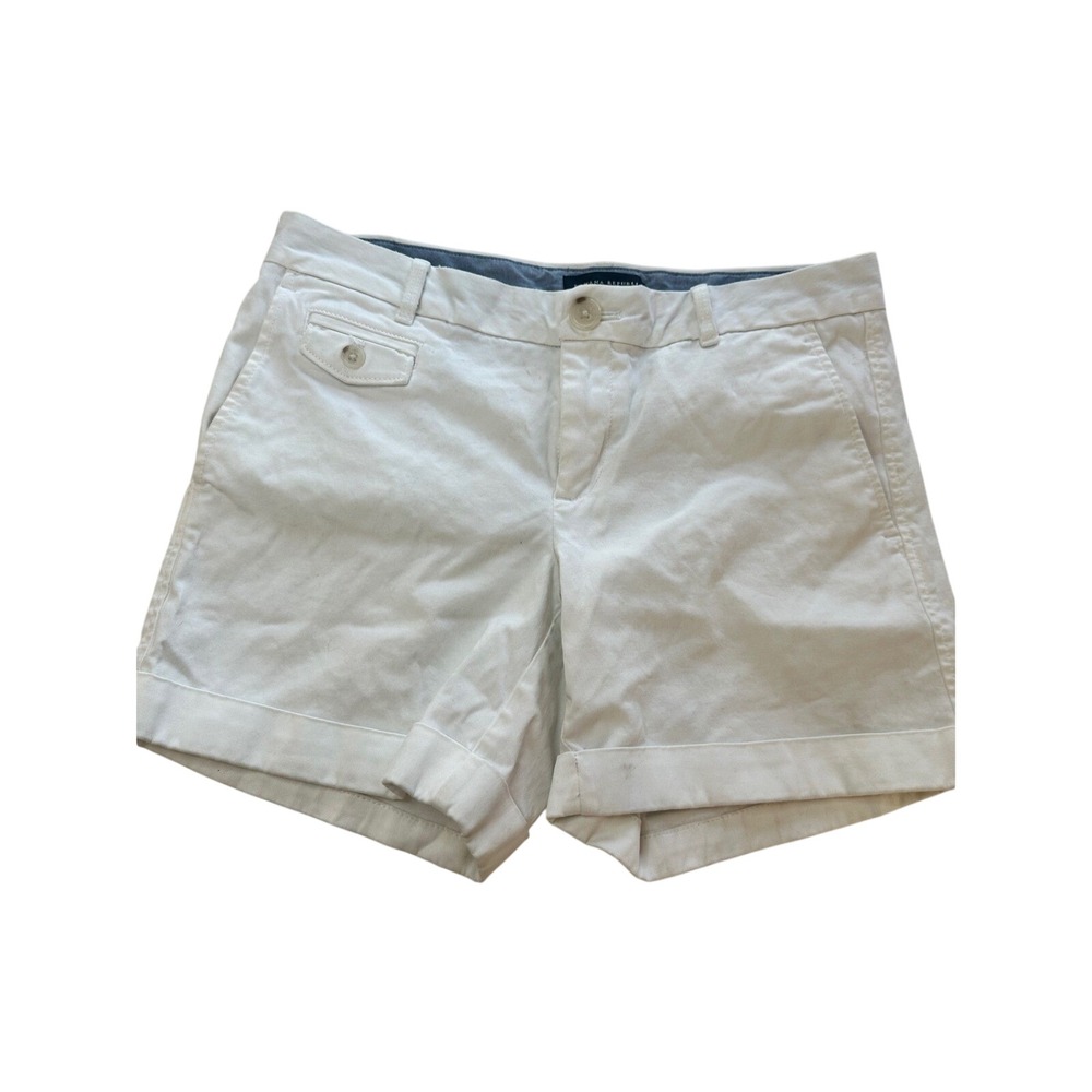 Banana Republic Chino Shorts Women 4L White Cuffed Cotton‎ Twill Casual Summer